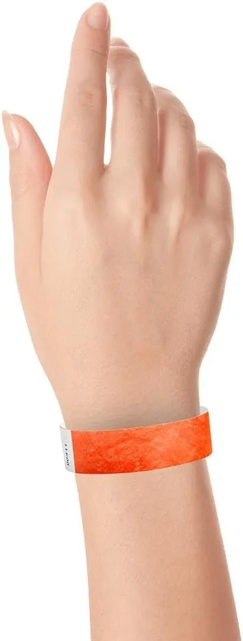 200 WristCo Coral Red Tyvek Wristbands for Events - Comfortable Tear Resistant Paper Bracelets ID Wrist Bands for Concerts Festivals Admission Party Identification