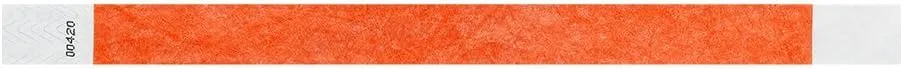 200 WristCo Coral Red Tyvek Wristbands for Events - Comfortable Tear Resistant Paper Bracelets ID Wrist Bands for Concerts Festivals Admission Party Identification
