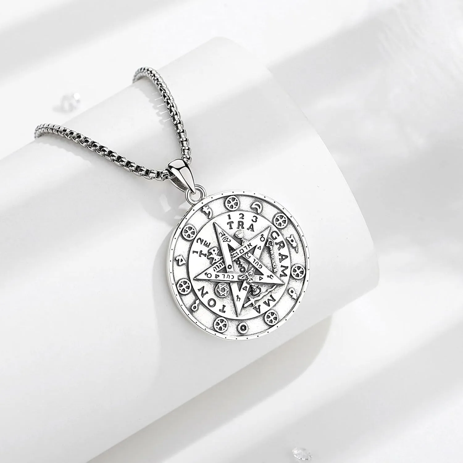 AEONSLOVE Tetragrammaton De Plata 925 Sterling Silver Tetragrammaton Necklace/Metatron Cube Pendant Amuleto De Proteccion Gifts for Women Men