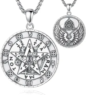 AEONSLOVE Tetragrammaton De Plata 925 Sterling Silver Tetragrammaton Necklace/Metatron Cube Pendant Amuleto De Proteccion Gifts for Women Men