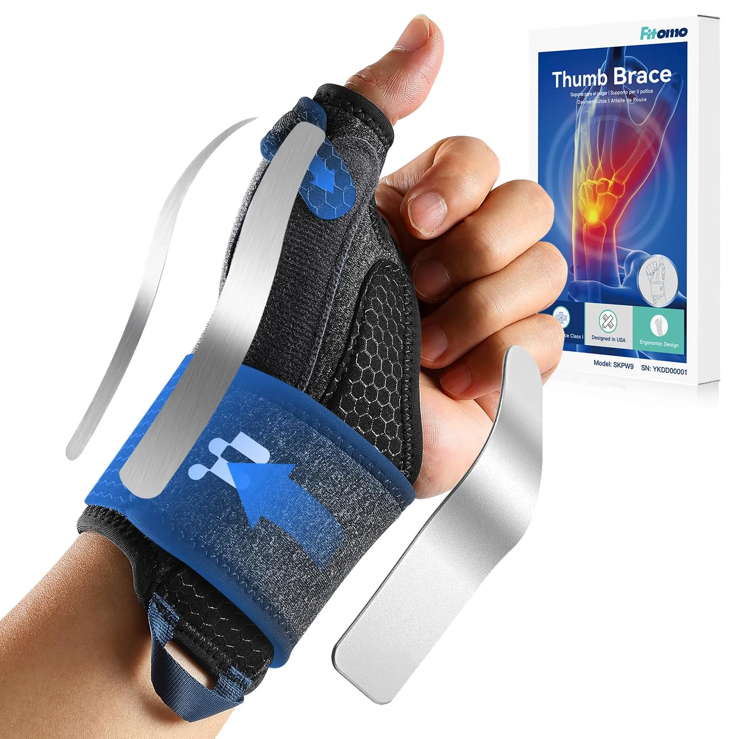 All-in-One Thumb Brace with Palm & Wrist Stabilizer: Pain Relief for Carpal Tunnel, De Quervain's Tenosynovitis, Tendonitis, Arthritis, Unisex Design (Left Hand, S/M)