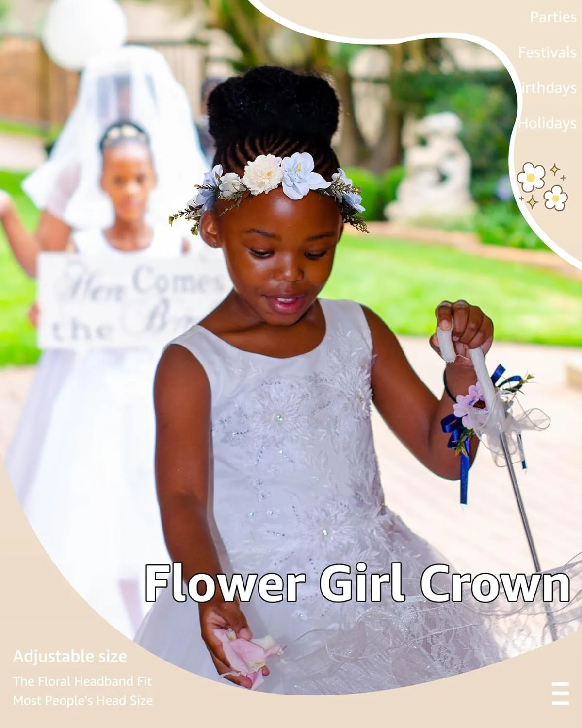 AWAYTR Leaf Flower Crown Garland Headpiece - Hair Floral Wreath Adjustable Flower Headbands for Bridal Wedding Festival Party Flower Leaves Crown (Blue)