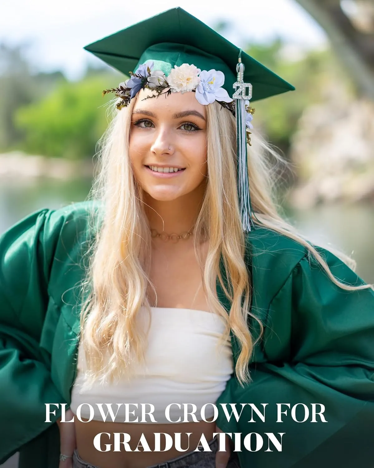 AWAYTR Leaf Flower Crown Garland Headpiece - Hair Floral Wreath Adjustable Flower Headbands for Bridal Wedding Festival Party Flower Leaves Crown (Blue)