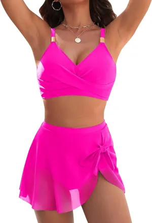 Blooming Jelly Womens High Waisted Bikini Set Gold Metal Two Piece Swimsuits Tummy Control Tie Knot 2025 Bathing Suits