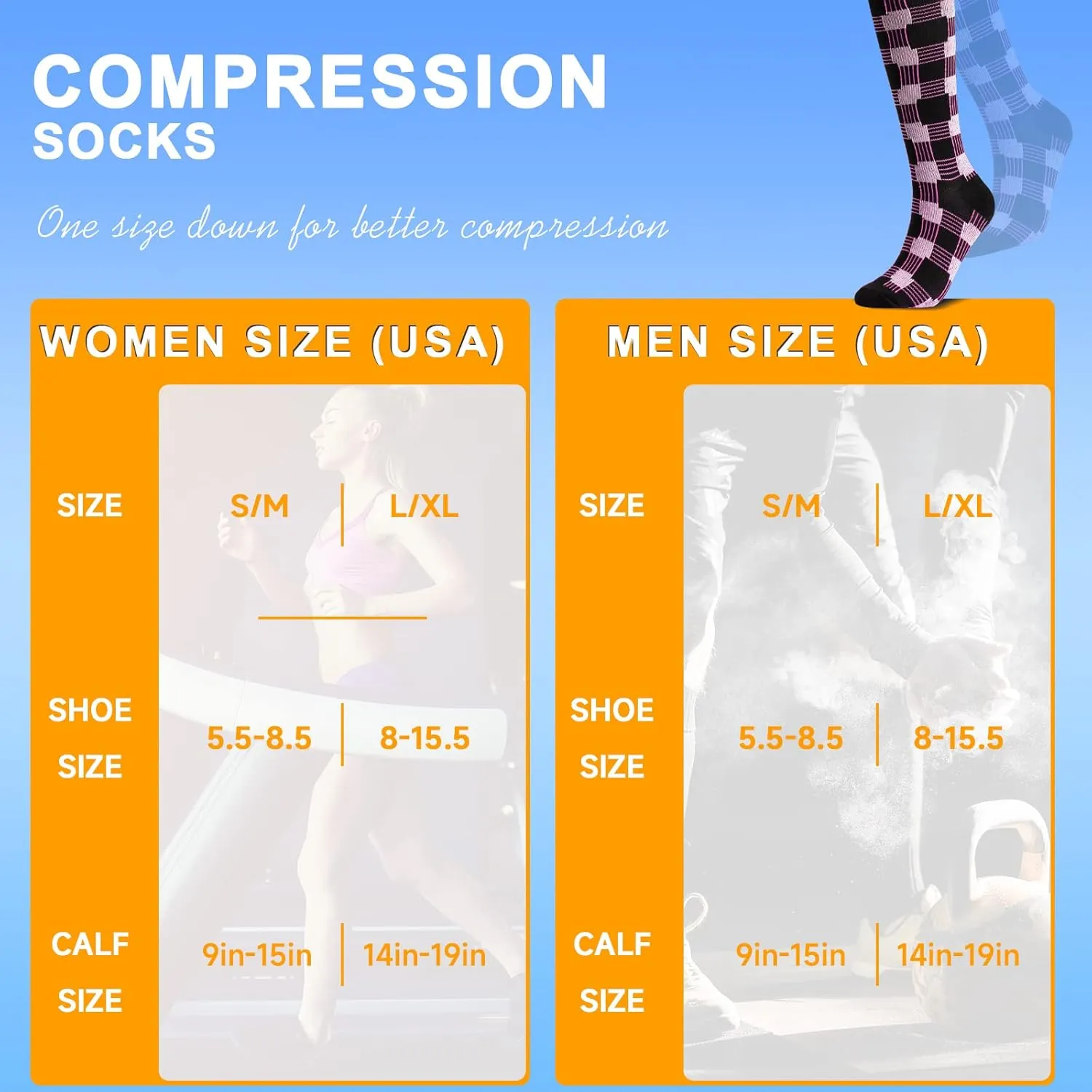 Compression Socks for Women & Men 6 Pairs Knee High Compression Socks 20-30 mmhg Best for Running,Nurse,Travel