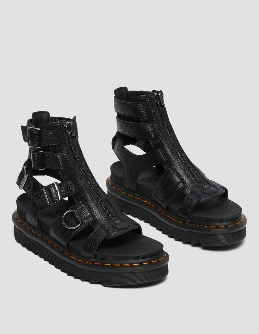 Dr. Martens Olson Zipped Leather Strap Sandals Negras Mujer