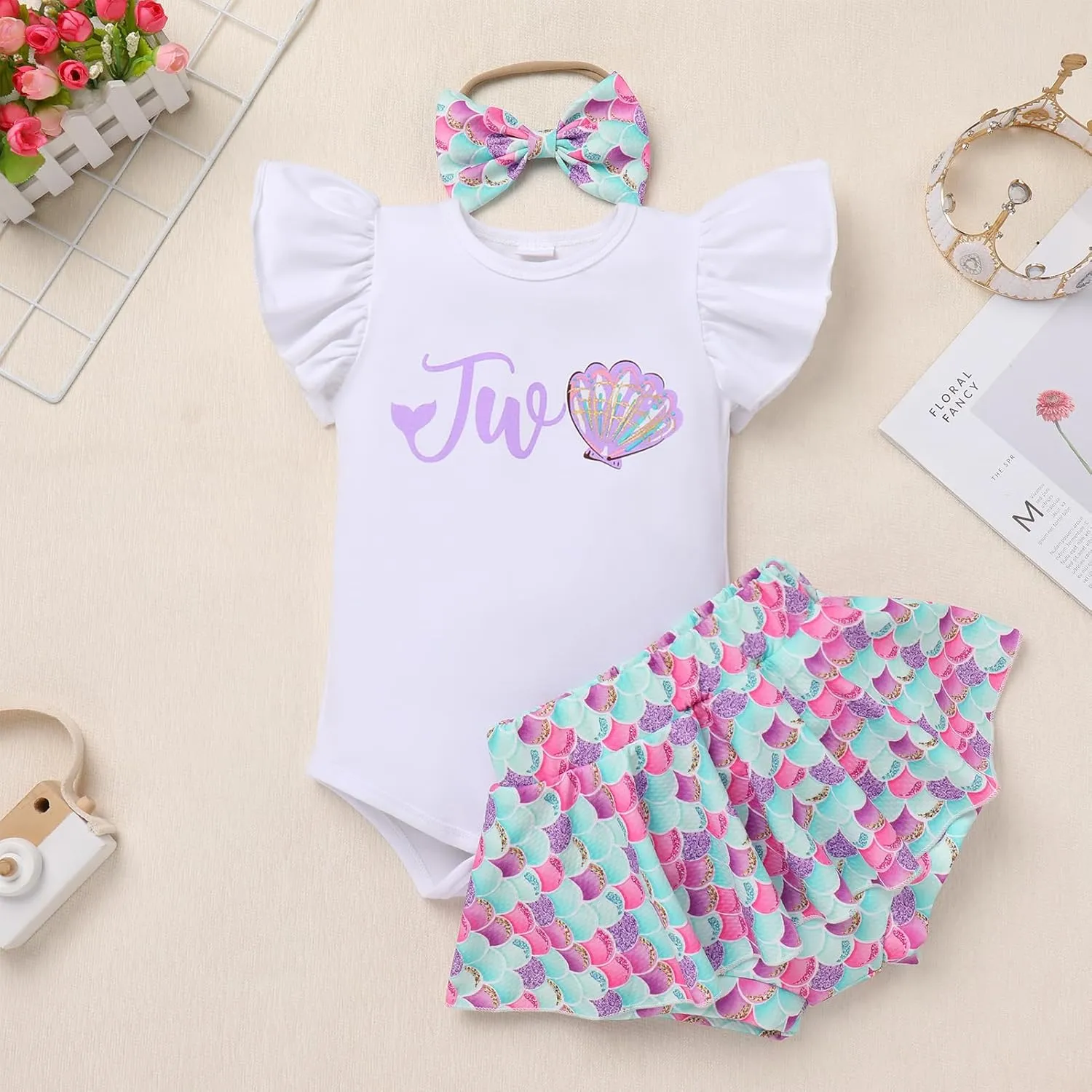 IMEKIS Baby Girls 1st Birthday Outfit Sunflower Peach Romper   Ruffled Shorts   Headband Set for Cake Smash Photo Shoot