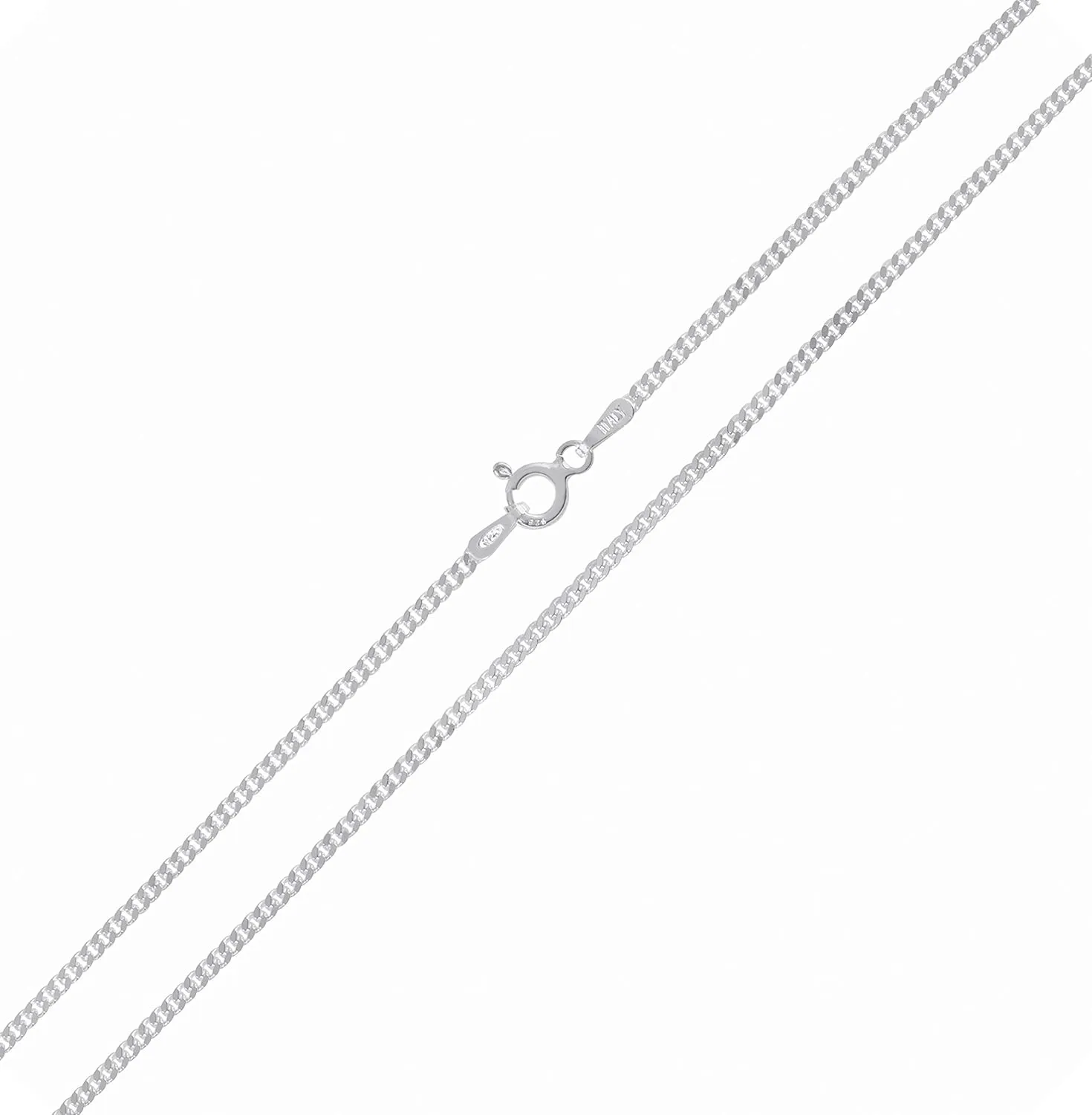 KEZEF 2mm 925 Sterling Silver Chain Necklace Men - Curb Diamond Cut Cuban Link Chain Men Women in 18kt Gold, Rose Gold, Silver Necklace - Made in Italy Chains - cadenas de plata 925 para hombre