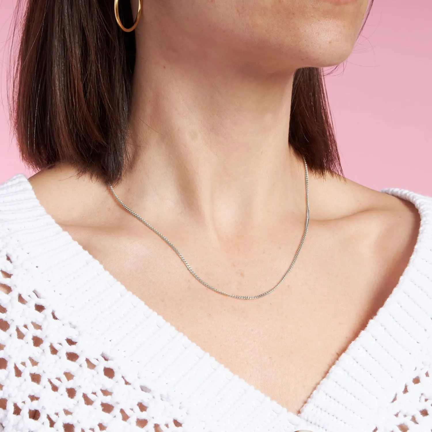 KEZEF 2mm 925 Sterling Silver Chain Necklace Men - Curb Diamond Cut Cuban Link Chain Men Women in 18kt Gold, Rose Gold, Silver Necklace - Made in Italy Chains - cadenas de plata 925 para hombre