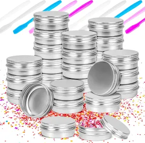 MotBach 24 Pack 0.5oz Tin Jars, 15ml Metal Tin cans, 1/2 Ounce Aluminum tin can jar Containers with Lid for Lotion Bars, Beard Balm, Spices, Salve, Balms, Toiletries, Creams, Samples, Makeup Cosmetic