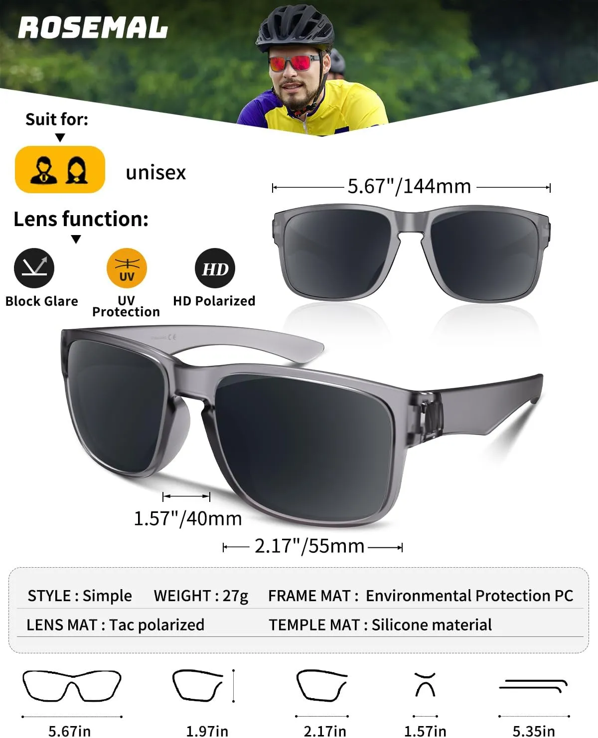 Polarized Sunglasses for Women Men Sports Sunglasses Driving Cycling Running Fishing Hiking Golf UV400 TR90