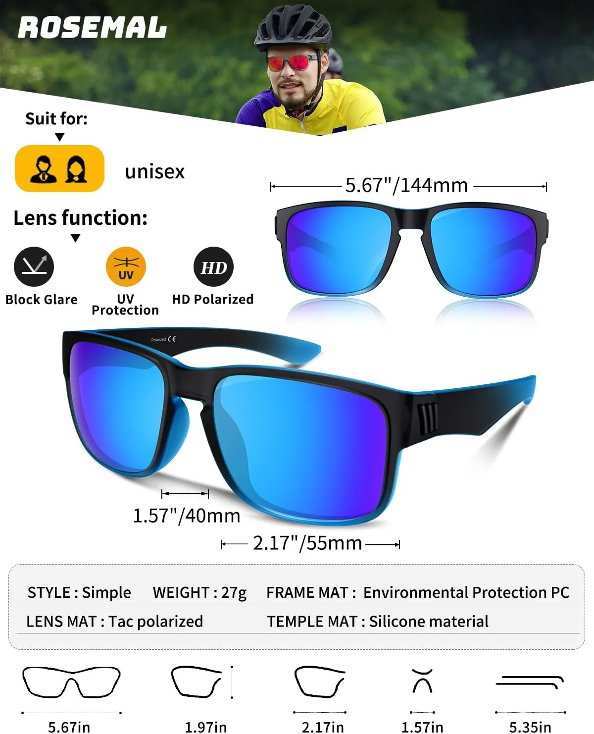 Polarized Sunglasses for Women Men Sports Sunglasses Driving Cycling Running Fishing Hiking Golf UV400 TR90
