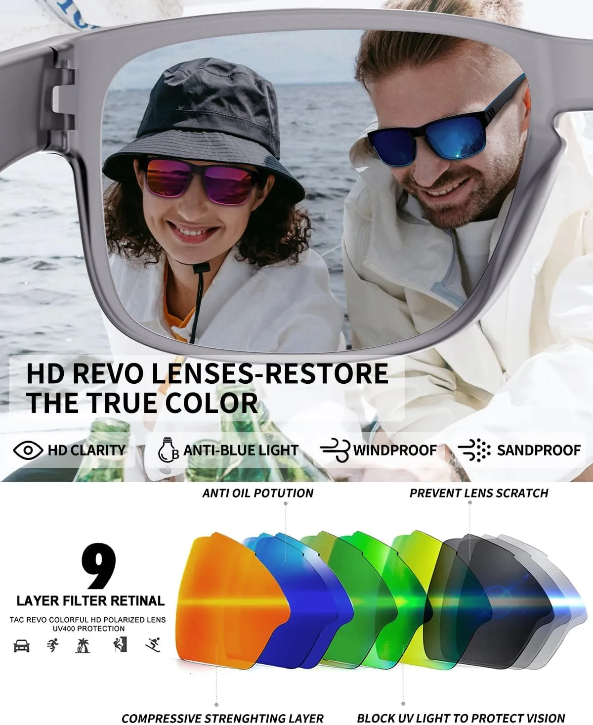 Polarized Sunglasses for Women Men Sports Sunglasses Driving Cycling Running Fishing Hiking Golf UV400 TR90