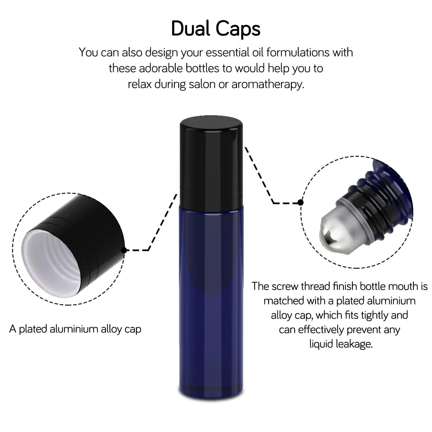 PrettyCare 6 pcs, 10 ml Roller Bottles for Essential Oil with Stainless Steel Roller Ball - Refillable Leak-proof Empty Thick Amber & Blue Glass Roll on Bottles with Black Caps for Travel, Perfume