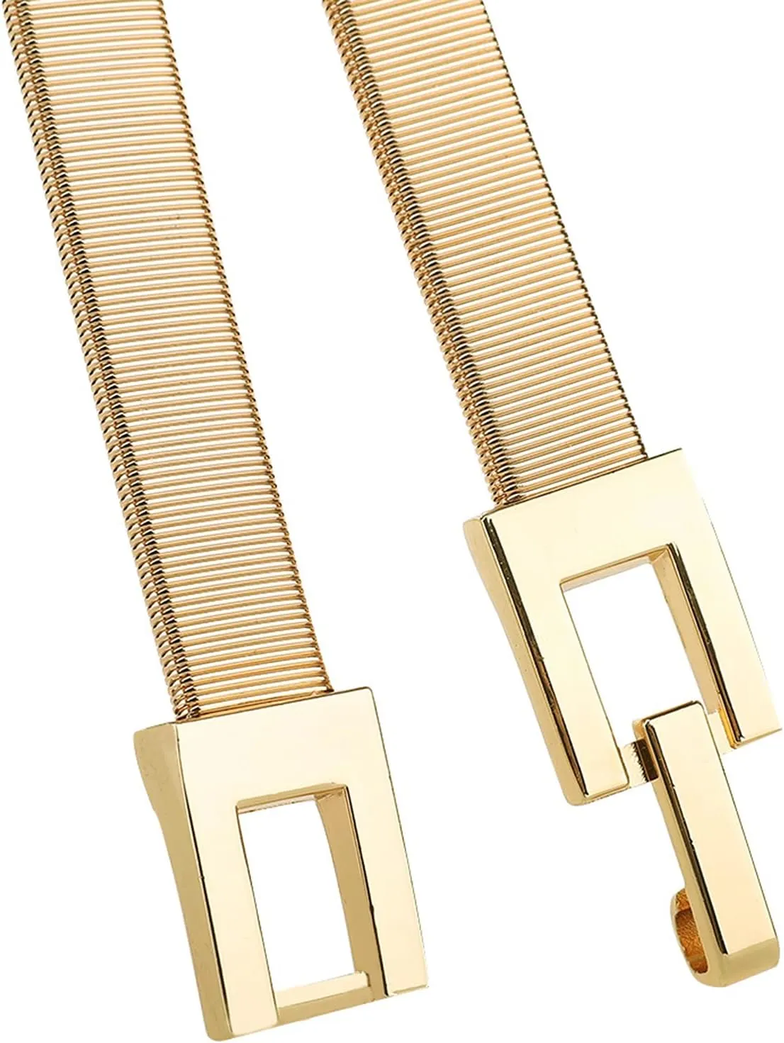 Skinny Waist Belt of Women Elastic Metal Stretch Chain Belt Gold and Silver