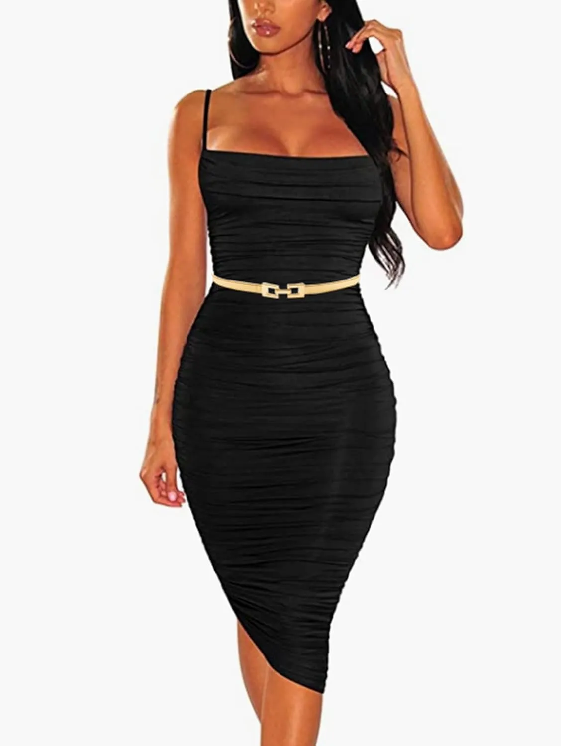 Skinny Waist Belt of Women Elastic Metal Stretch Chain Belt Gold and Silver