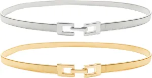 Skinny Waist Belt of Women Elastic Metal Stretch Chain Belt Gold and Silver