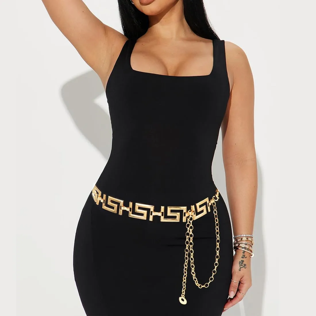 Waist Chain for Women Metal Belly Belt Adjustable Waist Belt for Dress Vest Jeans