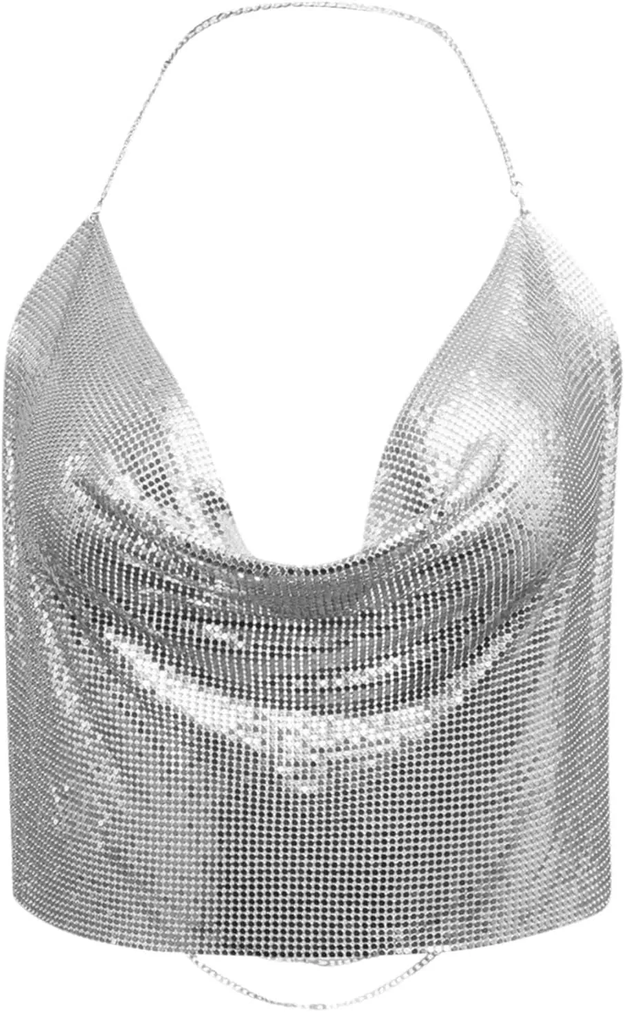 Women's Metallic Sequin Glitter Vest with Deep V-Neck Evening Party Shirt Crop Tank Tops Silver/Gold(50 * 30CM)