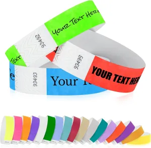WristCo Custom Printed Wristbands - Select a Color, Quantity & Personalize Any Text to Tyvek Wrist Band ID Bracelets for Events Concert Party Festival Security Admission VIP
